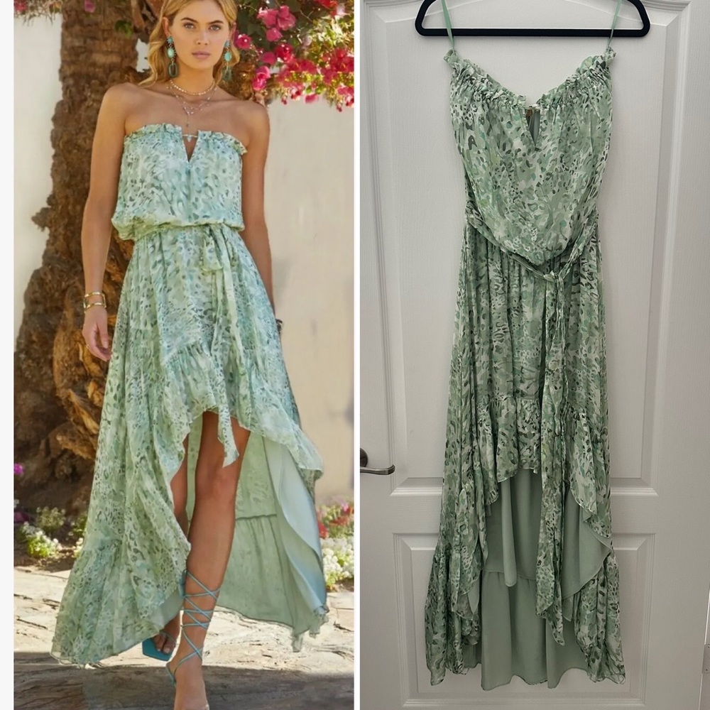 Ramy Brook Mint Green High-Low Strapless Dress